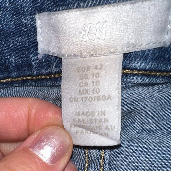 H&M Medium Blue Cut Off Denim Jean Shorts Size 10 Women Mid Rise - Picture 10 of 11